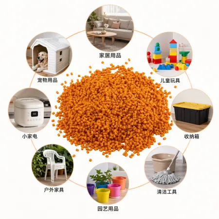 Orange granular plastic particles, universal injection molding raw material PP PE material, customizable color Orange granular plastic particles, universal injection molding raw material PP PE material, customizable color